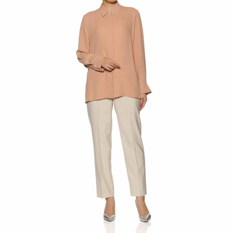 BARNEYS NEW YORK ウォッシャブル シフォンシャツ ORANGE