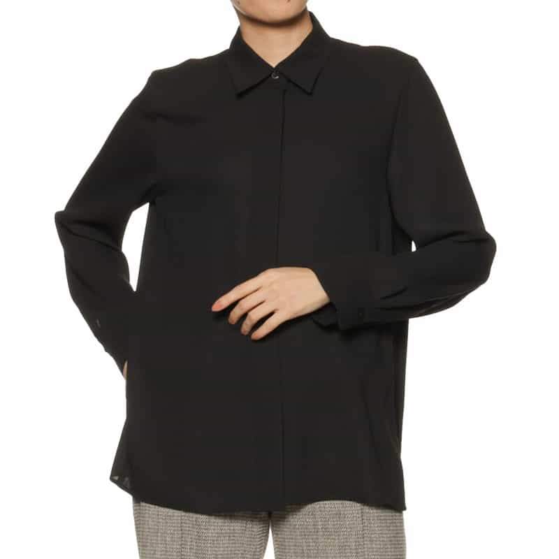 BARNEYS NEW YORK ウォッシャブル シフォンシャツ BLACK