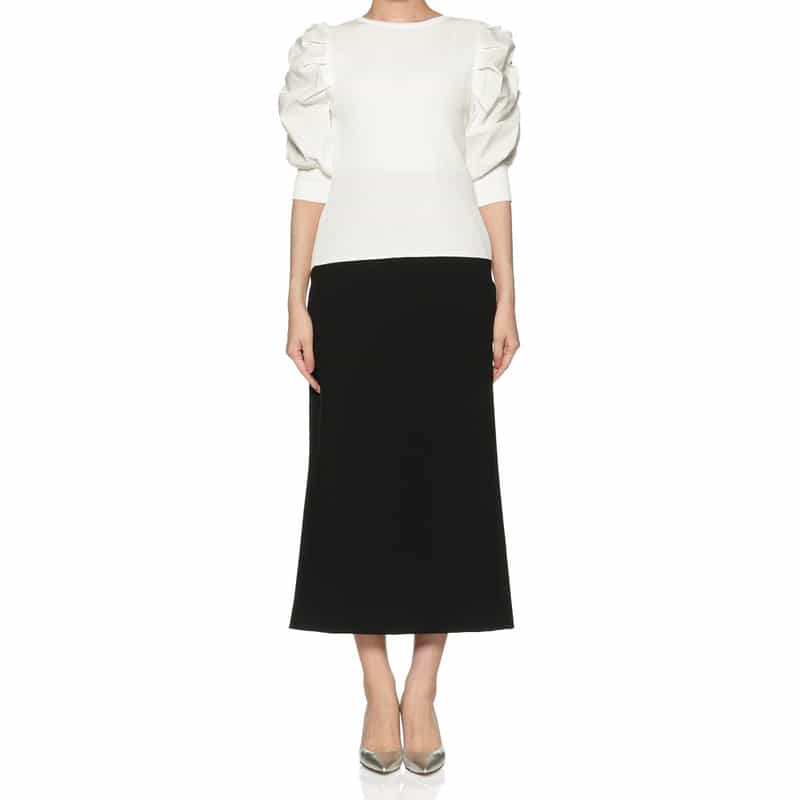 BARNEYS NEW YORK コンビネーション ボリュームスリーブニットプルオーバー OFF WHITE