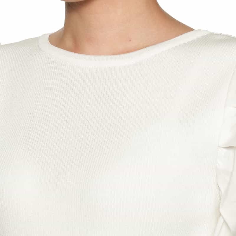 BARNEYS NEW YORK コンビネーション ボリュームスリーブニットプルオーバー OFF WHITE