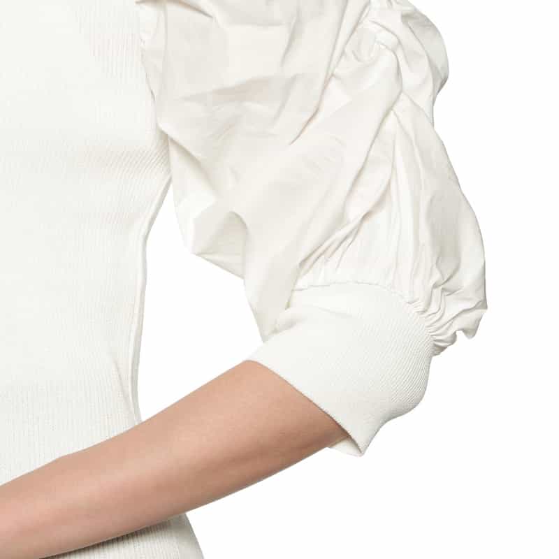 BARNEYS NEW YORK コンビネーション ボリュームスリーブニットプルオーバー OFF WHITE