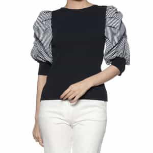 コンビネーション ボリュームスリーブニットプルオーバー