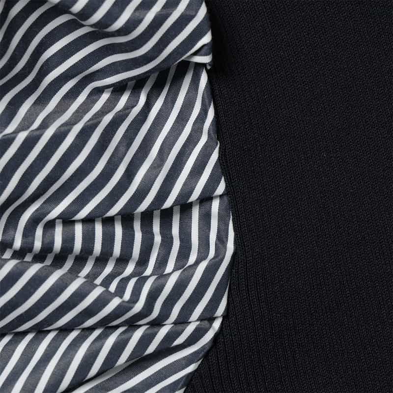 BARNEYS NEW YORK コンビネーション ボリュームスリーブニットプルオーバー NAVY