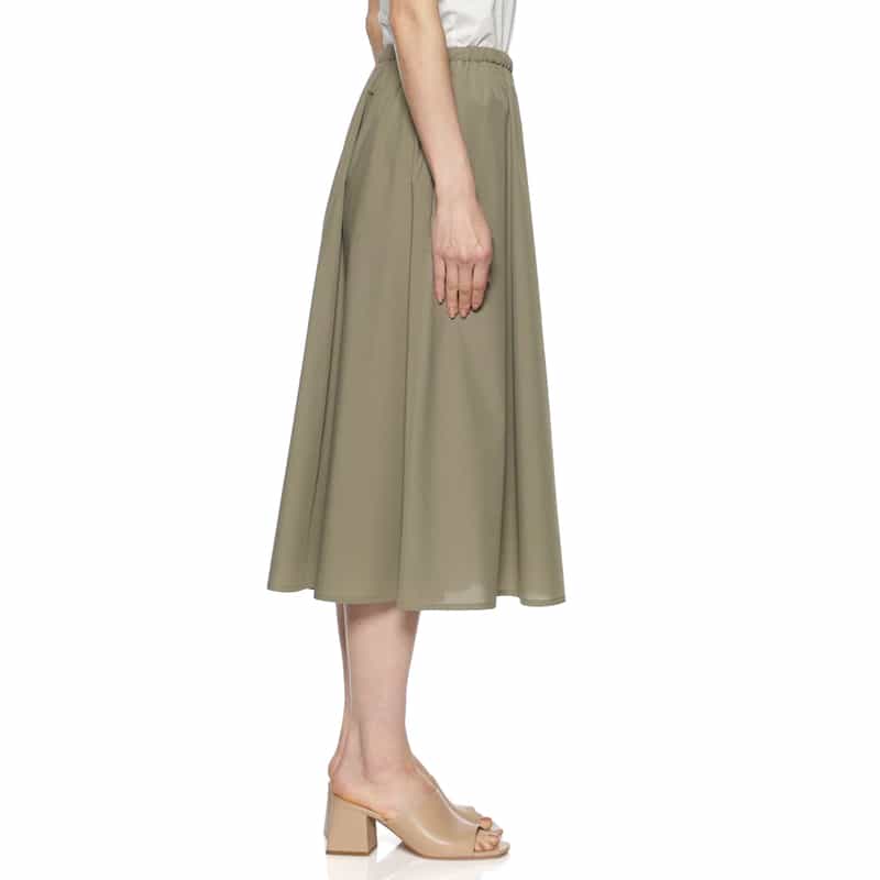 BARNEYS NEW YORK ウォッシャブル ドローストリングガウチョパンツ KHAKI