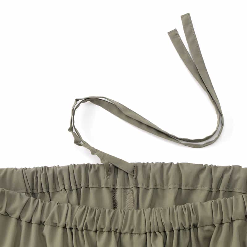 BARNEYS NEW YORK ウォッシャブル ドローストリングガウチョパンツ KHAKI