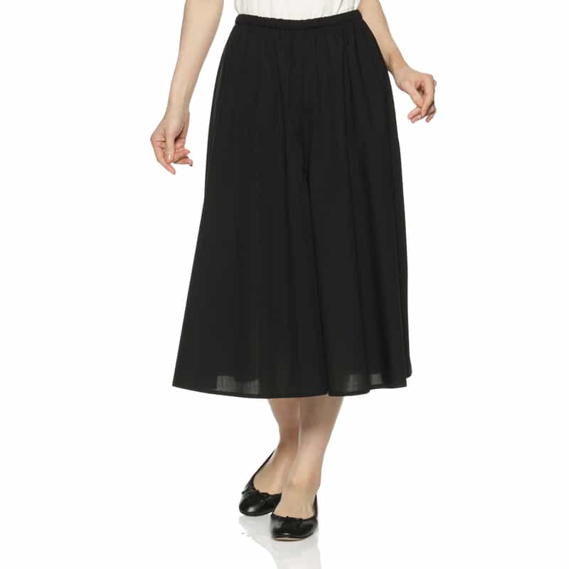 BARNEYS NEW YORK ウォッシャブル ドローストリングガウチョパンツ BLACK