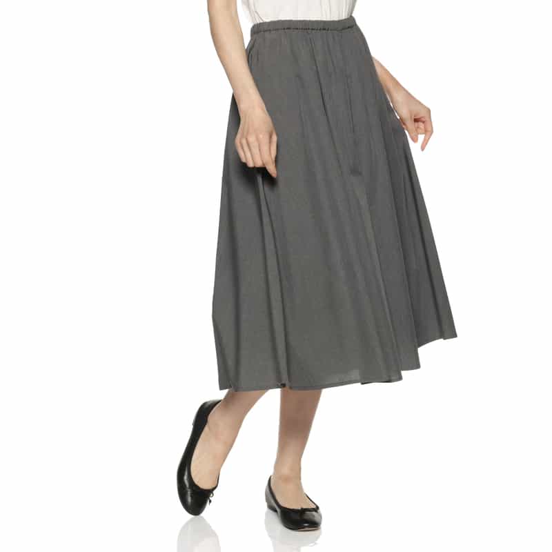 BARNEYS NEW YORK ウォッシャブル ドローストリングガウチョパンツ GRAY