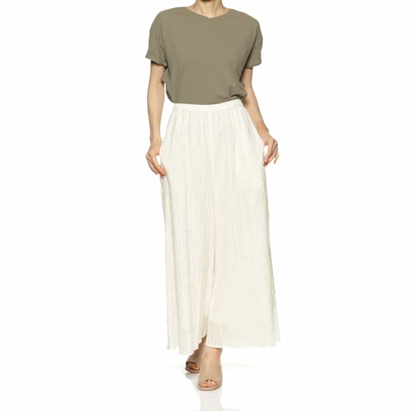 BARNEYS NEW YORK ウォッシャブル レースワイドパンツ WHITE