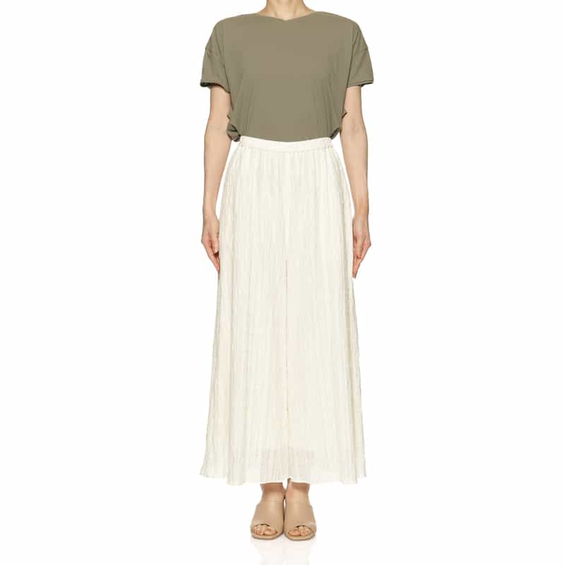 BARNEYS NEW YORK ウォッシャブル レースワイドパンツ WHITE