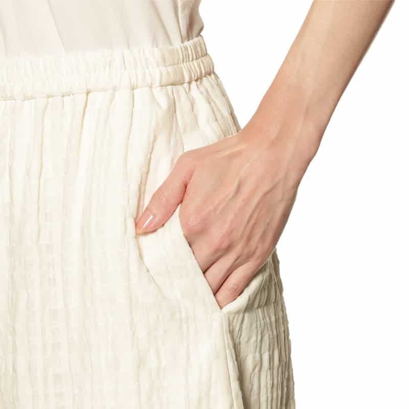 BARNEYS NEW YORK ウォッシャブル レースワイドパンツ WHITE