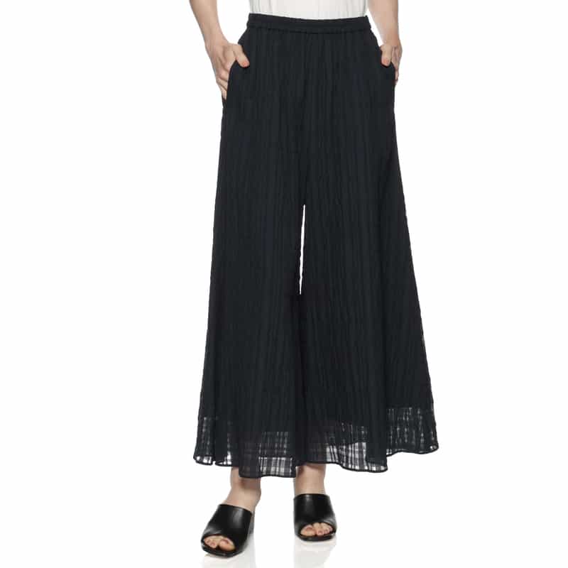 BARNEYS NEW YORK ウォッシャブル レースワイドパンツ NAVY