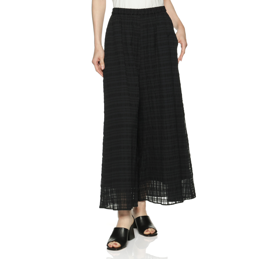 ウォッシャブル レースワイドパンツ