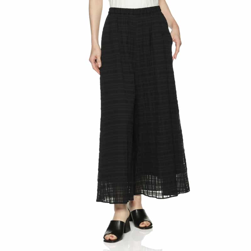 BARNEYS NEW YORK ウォッシャブル レースワイドパンツ BLACK