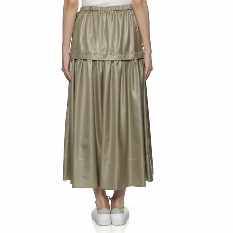 BARNEYS NEW YORK ウォッシャブル 切替ギャザースカート BEIGE