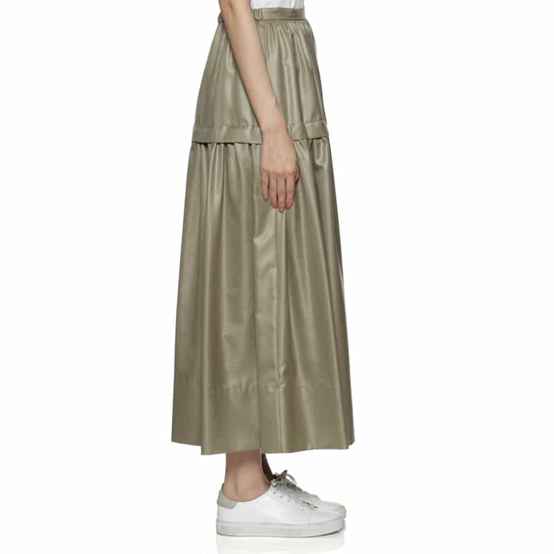 BARNEYS NEW YORK ウォッシャブル 切替ギャザースカート BEIGE