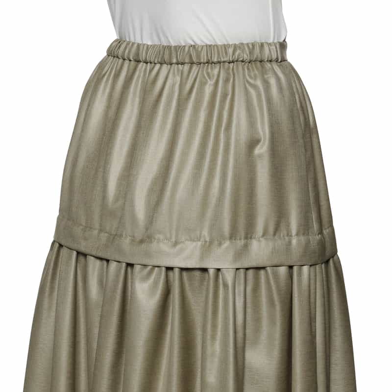 BARNEYS NEW YORK ウォッシャブル 切替ギャザースカート BEIGE