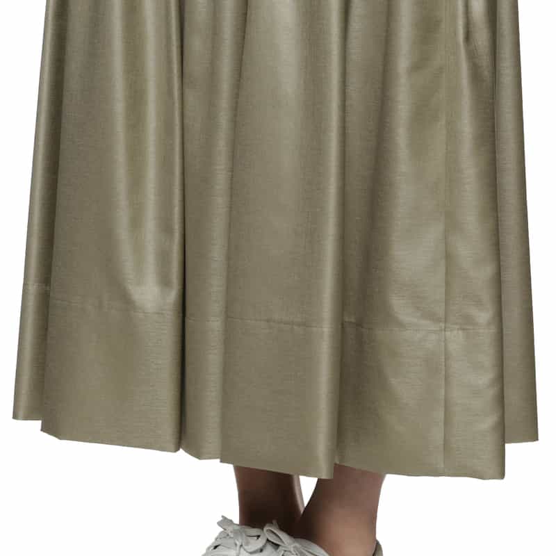 BARNEYS NEW YORK ウォッシャブル 切替ギャザースカート BEIGE