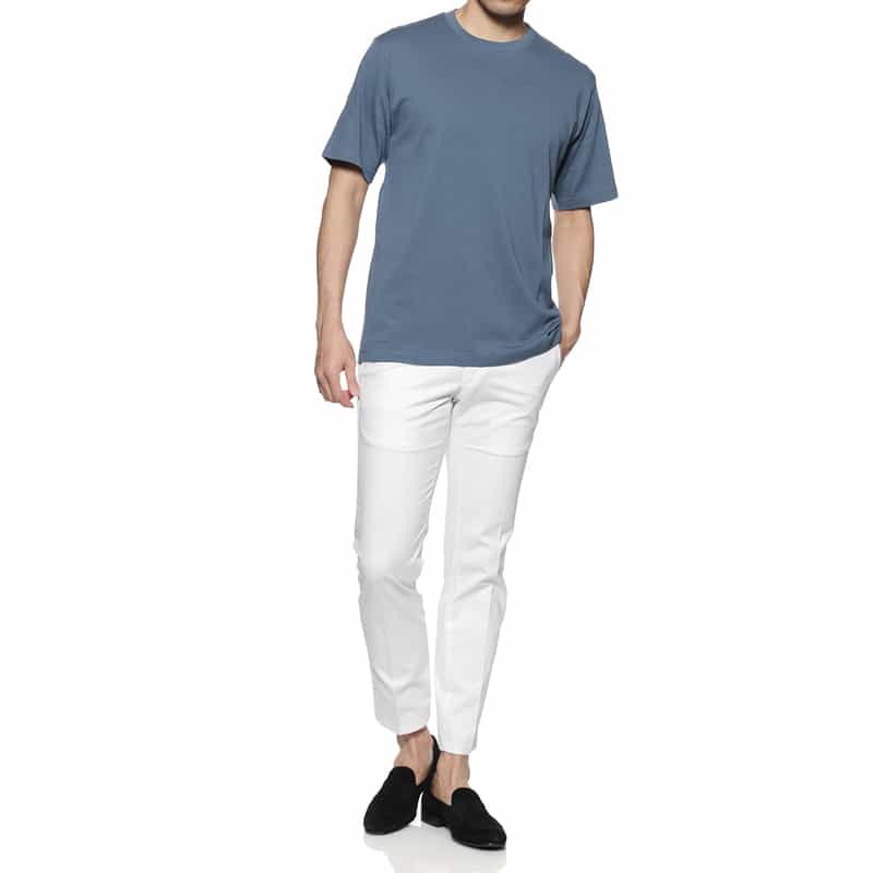 BARNEYS NEW YORK コットンリネン素材Tシャツ BLUE