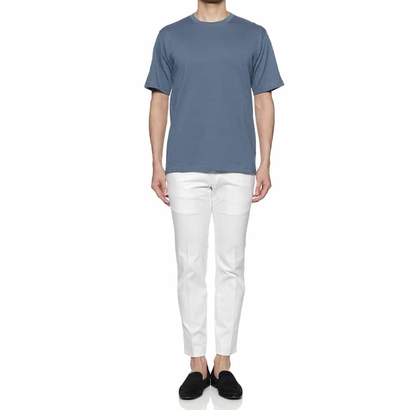 BARNEYS NEW YORK コットンリネン素材Tシャツ BLUE