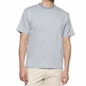 シルケット加工ボーダー柄スロープネックTシャツ