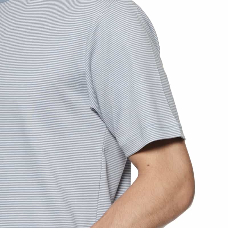 BARNEYS NEW YORK シルケット加工ボーダー柄スロープネックTシャツ BLUE