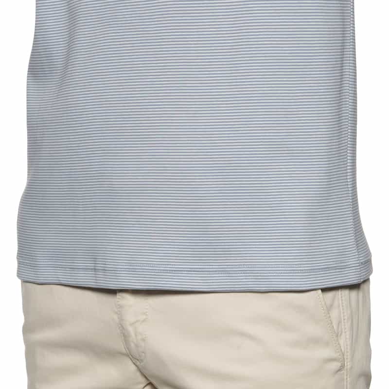 BARNEYS NEW YORK シルケット加工ボーダー柄スロープネックTシャツ BLUE