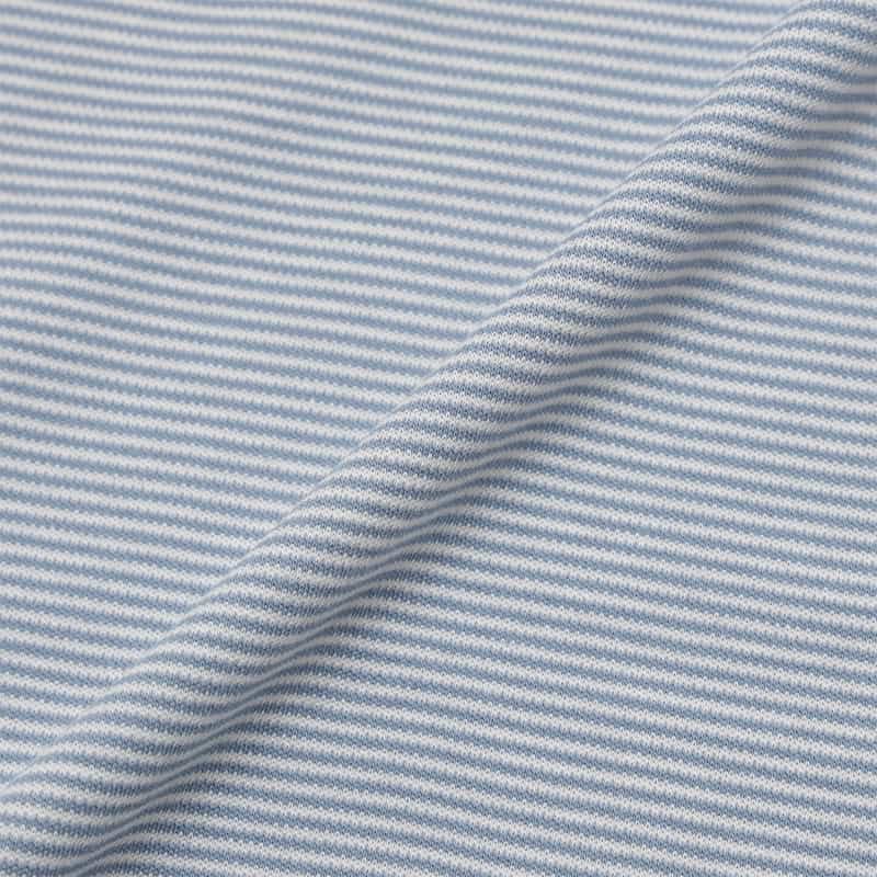 BARNEYS NEW YORK シルケット加工ボーダー柄スロープネックTシャツ BLUE