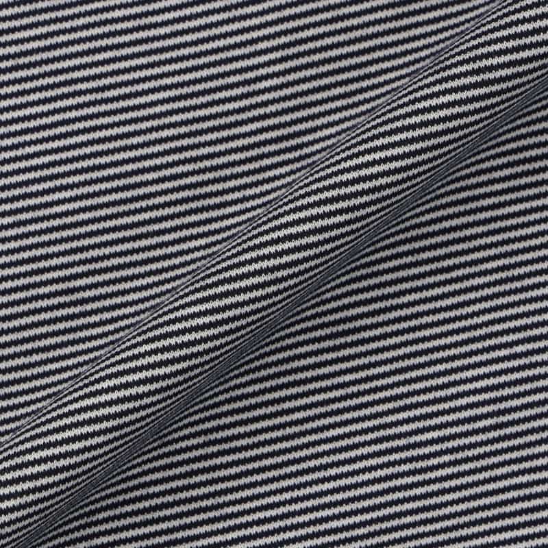 BARNEYS NEW YORK シルケット加工ボーダー柄スロープネックTシャツ NAVY