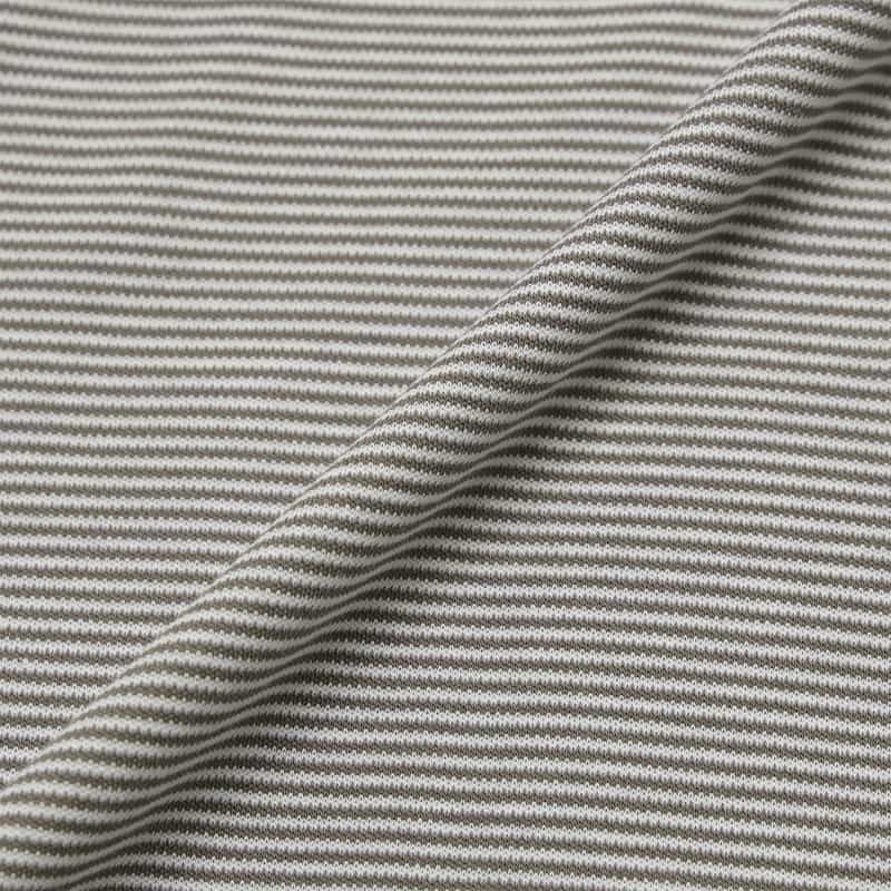 BARNEYS NEW YORK シルケット加工ボーダー柄スロープネックTシャツ BROWN