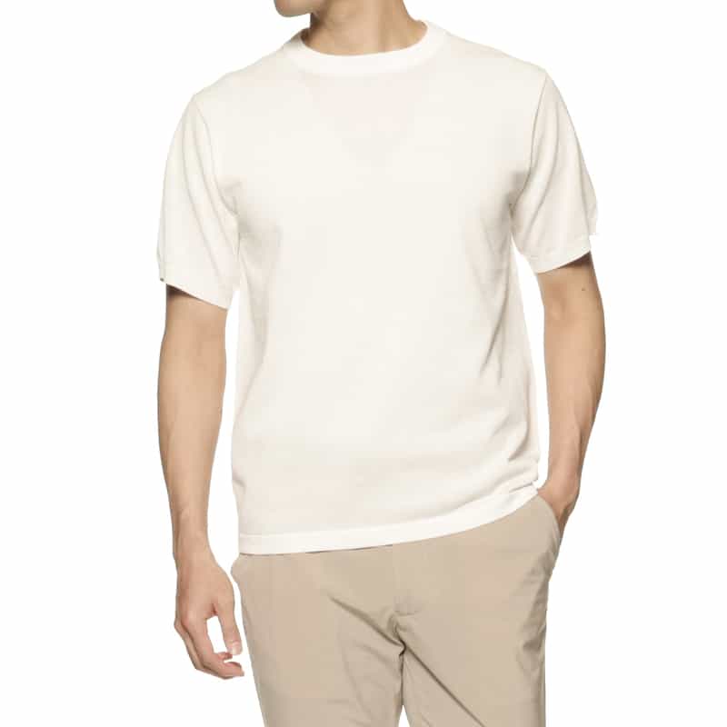 BARNEYS NEW YORK クルーネックニットTシャツ WHITE
