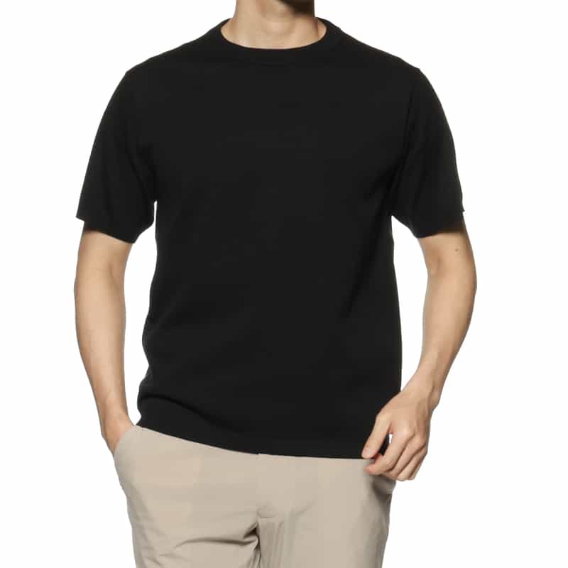 BARNEYS NEW YORK クルーネックニットTシャツ BLACK