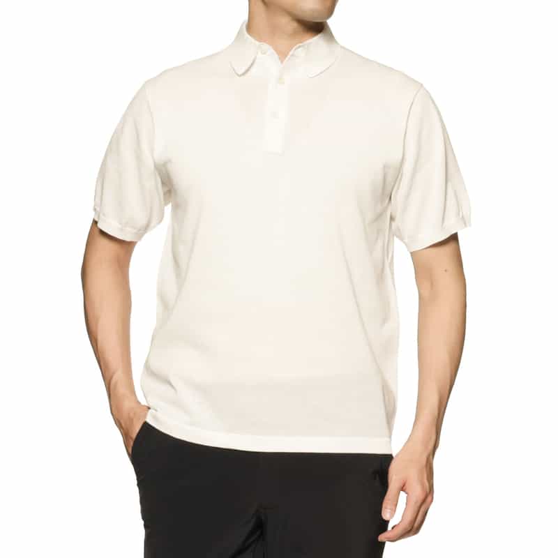 BARNEYS NEW YORK ニットポロシャツ WHITE