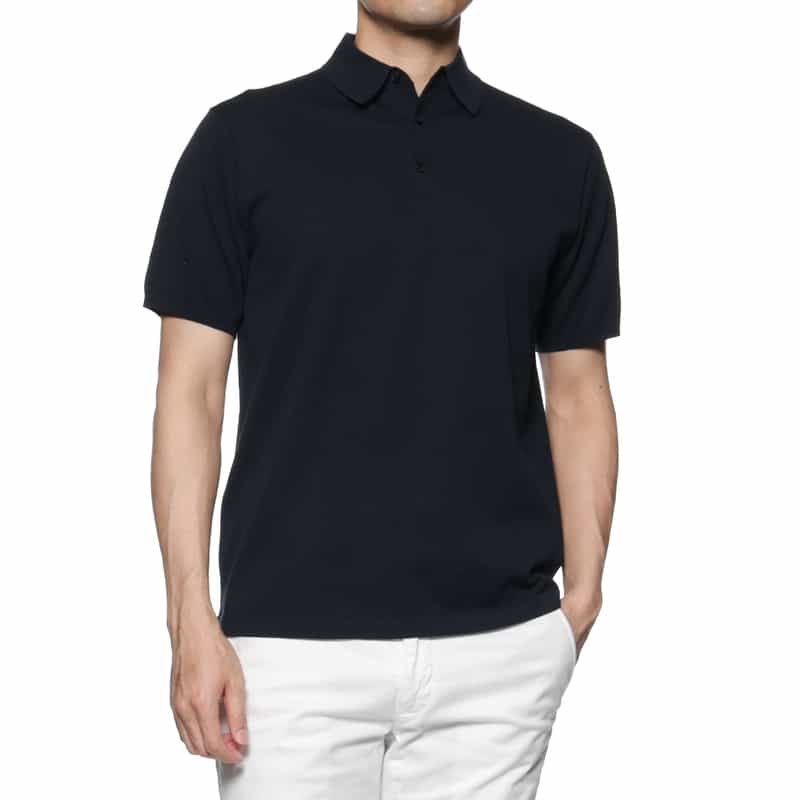 BARNEYS NEW YORK ニットポロシャツ NAVY