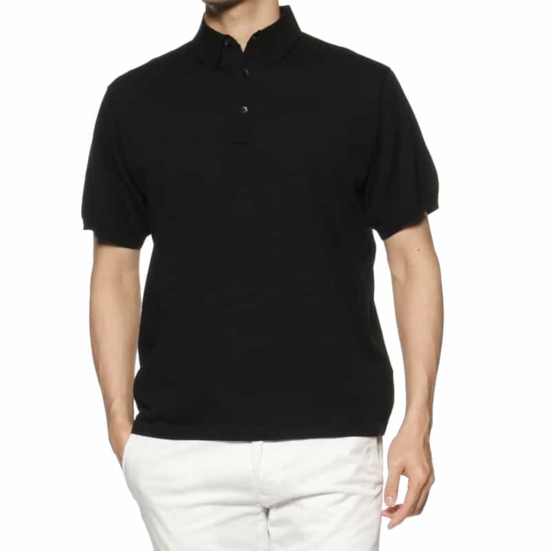 BARNEYS NEW YORK ニットポロシャツ BLACK