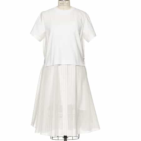 コンビネーション サイドプリーツ ドレス（2235375）｜SACAI