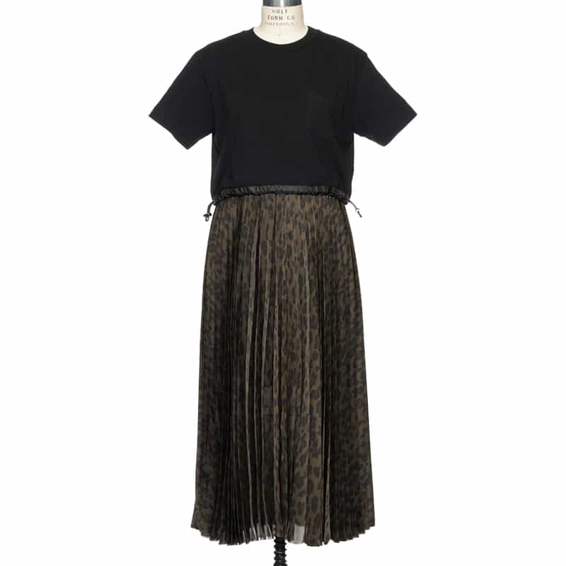 SACAI コンビネーション プリーツドレス BROWN