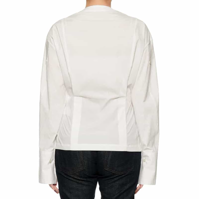 BARNEYS NEW YORK ウォッシャブル リブ付き2WAYシャツ WHITE