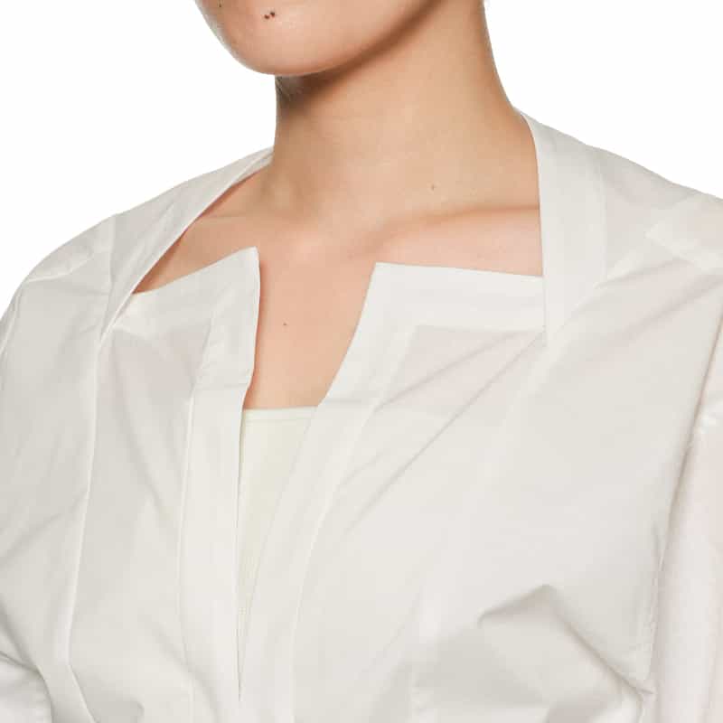 BARNEYS NEW YORK ウォッシャブル リブ付き2WAYシャツ WHITE