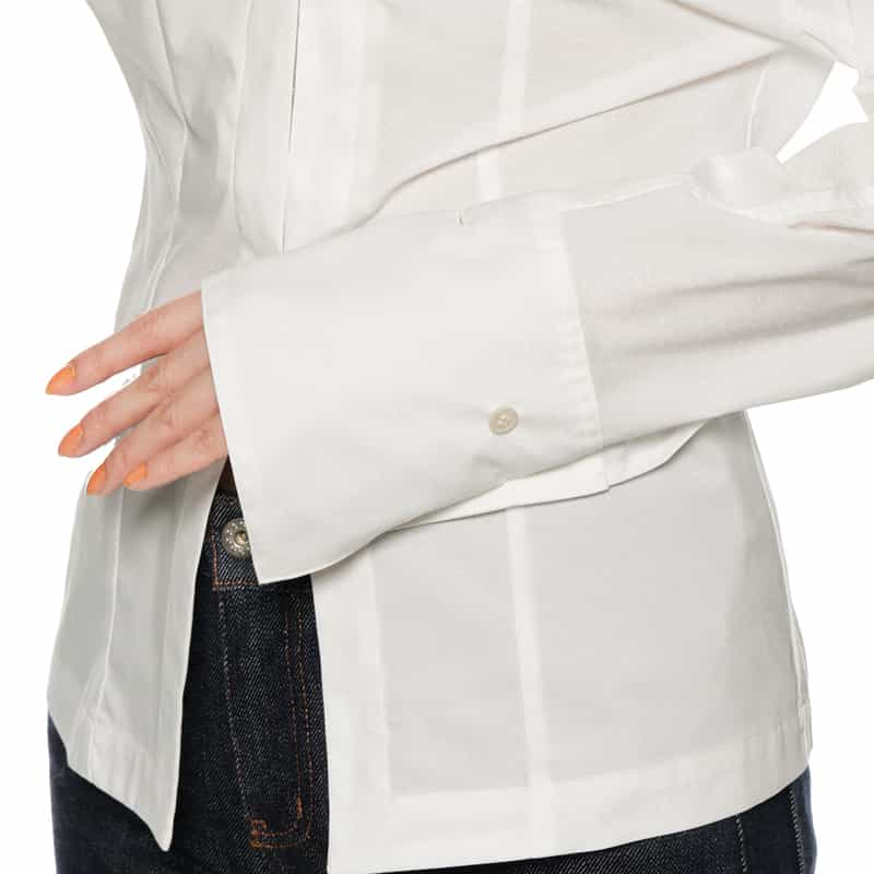 BARNEYS NEW YORK ウォッシャブル リブ付き2WAYシャツ WHITE