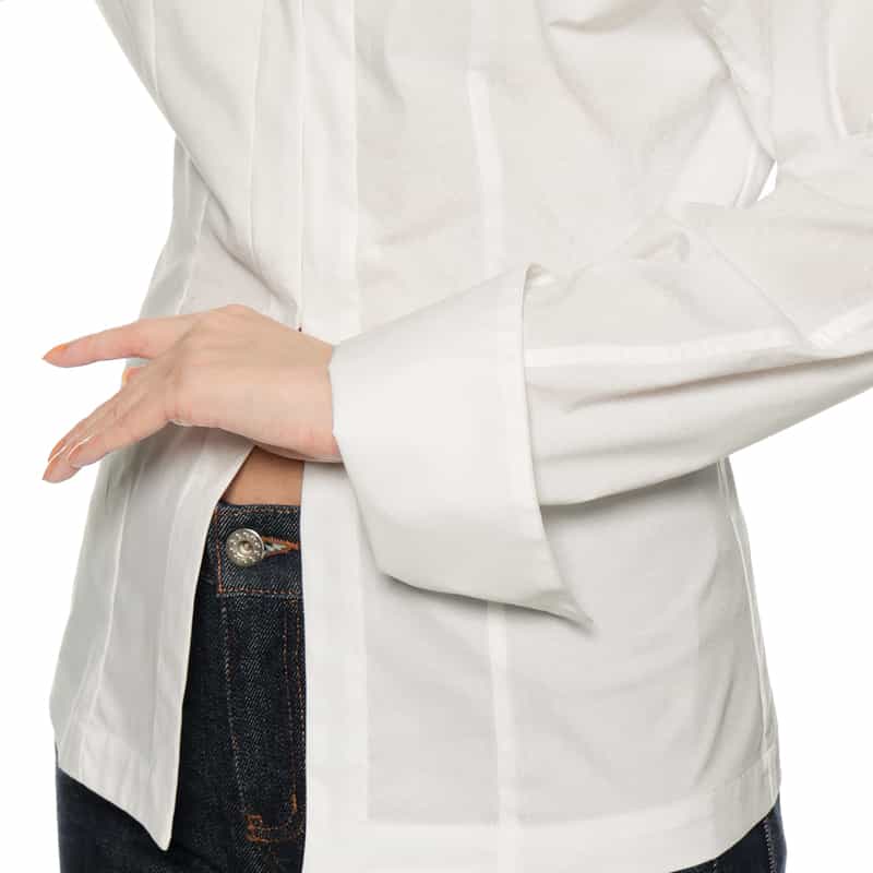 BARNEYS NEW YORK ウォッシャブル リブ付き2WAYシャツ WHITE