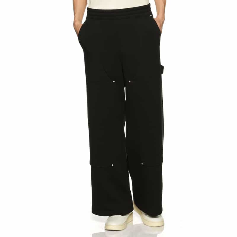 BARNEYS NEW YORK ポンチ素材ダブルニー ドローストリングスウェットパンツ BLACK