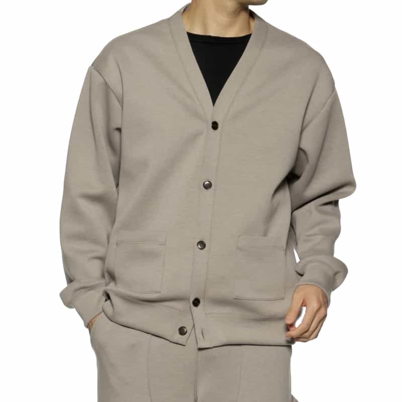 BARNEYS NEW YORK ポンチ素材スウェットカーディガン KHAKI