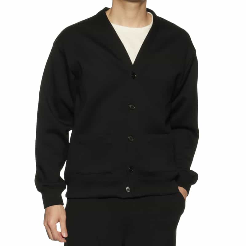 BARNEYS NEW YORK ポンチ素材スウェットカーディガン BLACK