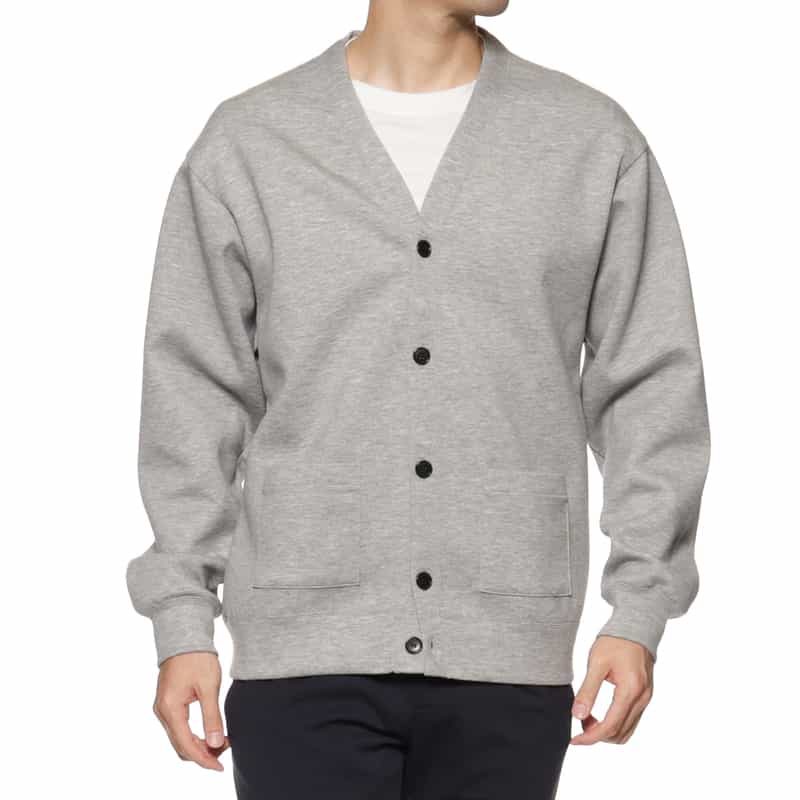 BARNEYS NEW YORK ポンチ素材Vネックカーディガン GRAY