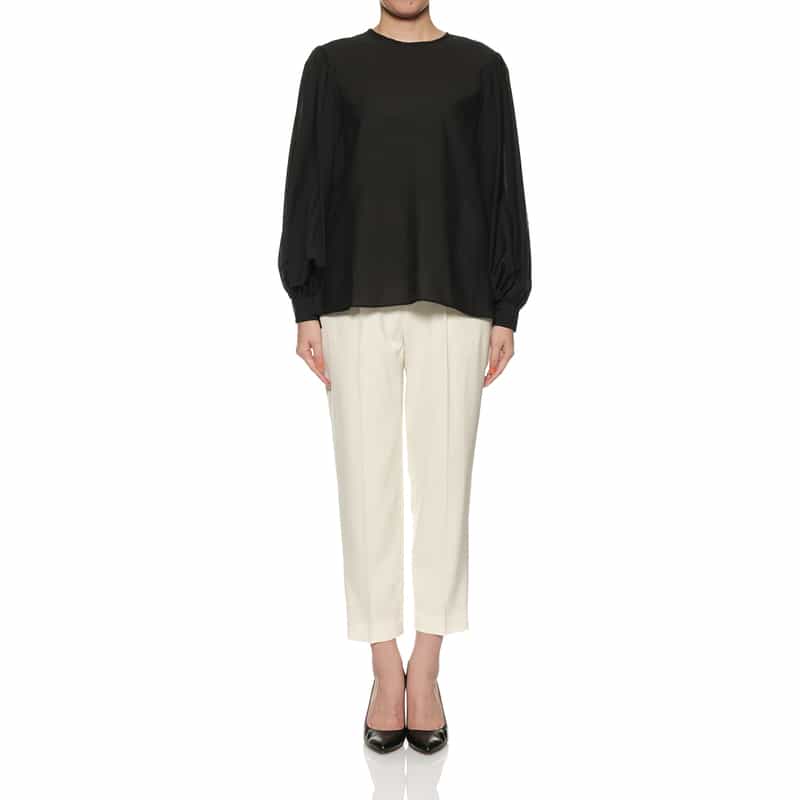 BARNEYS NEW YORK ウォッシャブル アンクル丈テーパードパンツ OFF WHITE