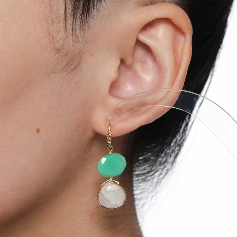 LA SOEUR LA SOEUR＜ラ スール＞バーニーズ　ニューヨーク限定ピアス （クリソプレーズカルセドニー×ムーンストーン） NONE(0000)