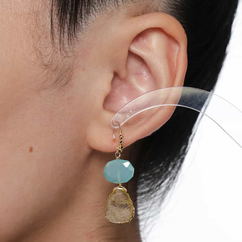 LA SOEUR LA SOEUR＜ラ スール＞バーニーズ　ニューヨーク限定ピアス （ブルーカルセドニー×ルチルクォーツ） NONE(0000)