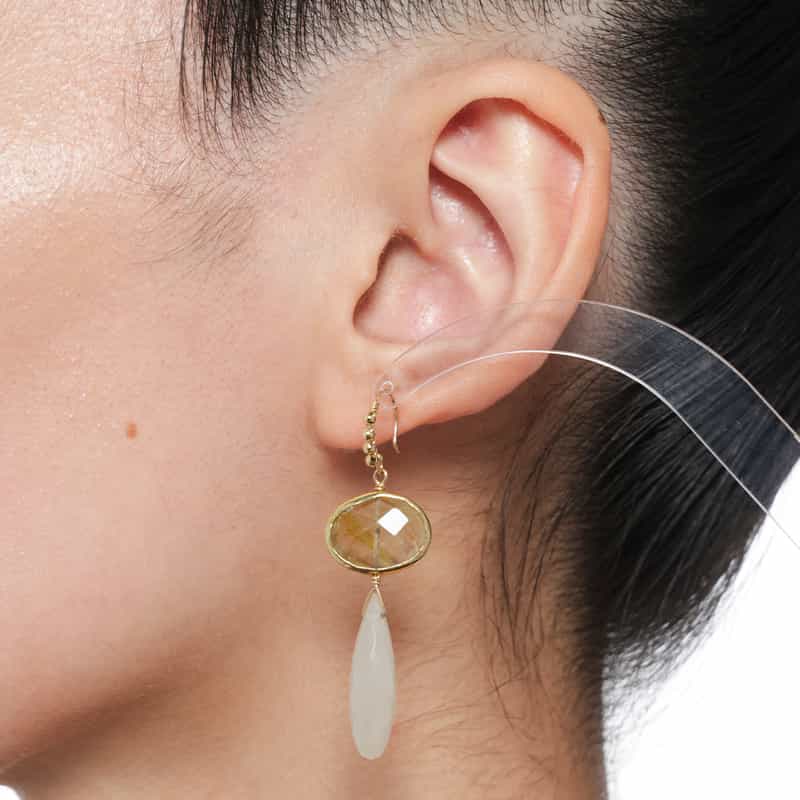 LA SOEUR LA SOEUR＜ラ スール＞バーニーズ　ニューヨーク限定ピアス （ルチルクォーツ×カルセドニー） NONE(0000)