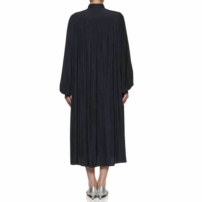 BARNEYS NEW YORK ウォッシャブル ギャザードレス NAVY