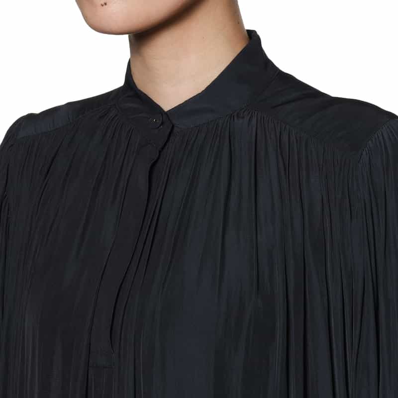 BARNEYS NEW YORK ウォッシャブル ギャザードレス NAVY